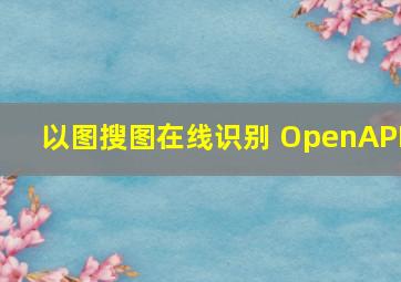 以图搜图在线识别 OpenAPI